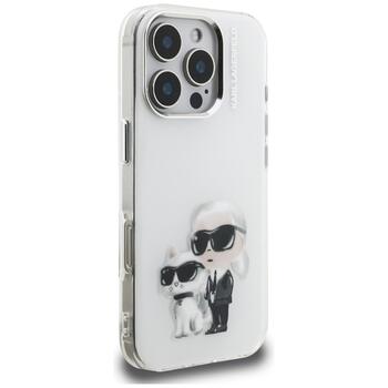 Karl Lagerfeld IML Aquarelle Karl & Choupette & Logo Защитный чехол для iPhone 16 Pro Max / белый (KLHCP16XHMKCAQH)