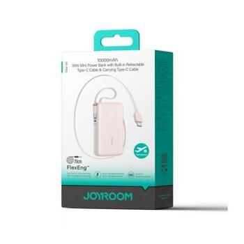 Joyroom JR-PR2L Power Bank with Digital Display, C+U+U, PD 35W, 10000 mAh с встроенным выдвижным кабелем-ремешком 2x Type-C (0.7m) / розовый (JR-PR2CC-PNK)