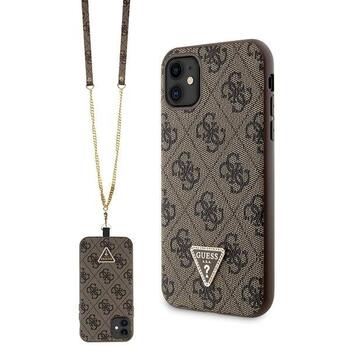 Guess GUHCN61P4TDSCPW Hardcase Crossbody 4G Metal Logo Aizsargapvalks priekš iPhone 11 / Xr 6.1