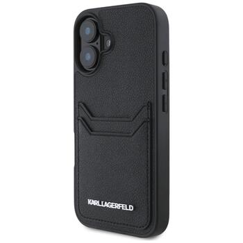 Karl Lagerfeld HC Grained PU Cardslot Metal Elong Защитный чехол для iPhone 16 / чёрный (KLHCP16SPKHPORPK)