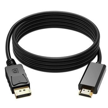 RoGer Кабель DisplayPort - HDMI / 4K x 2K / 1.8M / Черный (RO-DP-HDMI-BK)