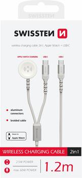 Swissten 2in1 Беспроводное Зарядное Устройство Для Apple Watch и USB-C / USB-C / 1.2m (22065504)