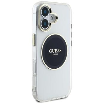 Guess IML Metal Colored Circle Classic Logo MagSafe Aizsargapvalks priekš iPhone 16 / melns (GUHMP16SHTDRCEDK)
