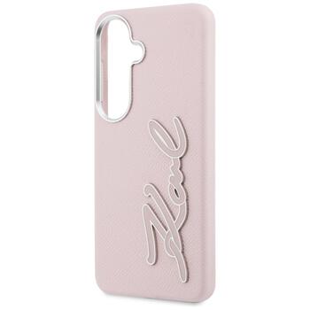 Karl Lagerfeld Grained Signature Metal Resin Logo Защитный чехол для Samsung Galaxy S26 / розовый (KLHCS26SPGFKSRSP)