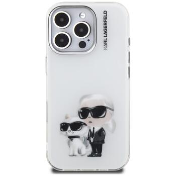 Karl Lagerfeld IML Aquarelle Karl & Choupette & Logo Защитный чехол для iPhone 16 Pro Max / белый (KLHCP16XHMKCAQH)