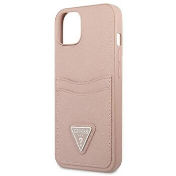 Guess GUHCP13SPSATPP Saffiano Triangle Logo Cardslot Защитный чехол для iPhone 13 mini 5,4