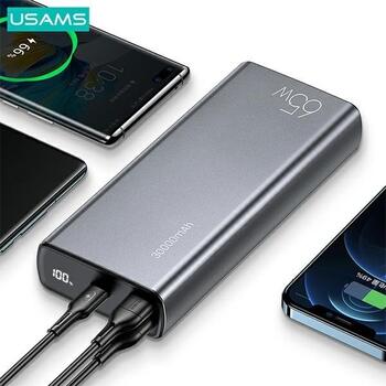 Usams PB59 Fast Charge Powerbank 65W 2xQC3.0+PD Переносная зарядная батарея 30 000mAh (CMXLOGTC01)