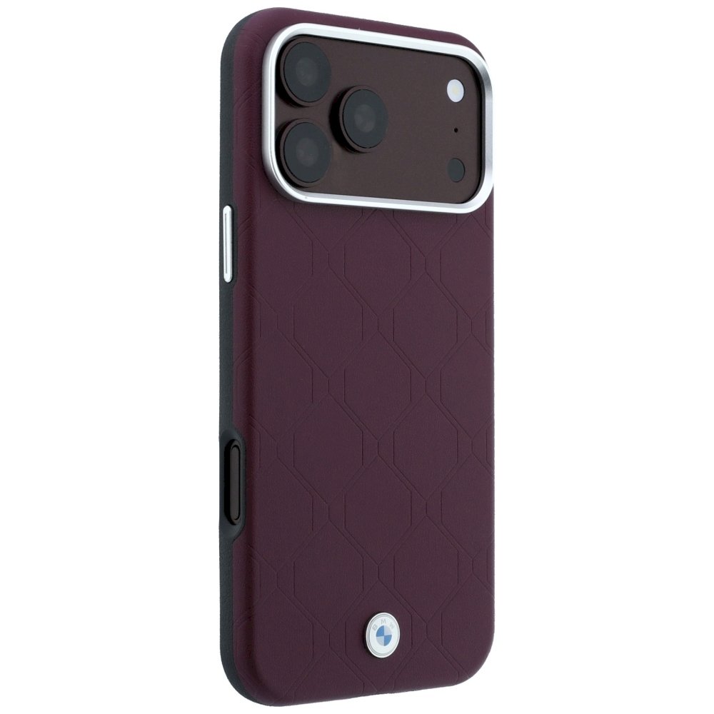BMW Sign Deboss Quilted Metal Logo MagSafe Case Aizsargapvalks priekš iPhone 18 Pro / 17 Pro / bordo (BMHMP18L26SWOSPR)