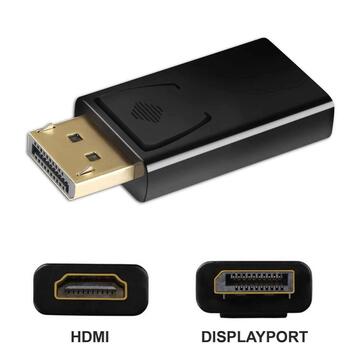RoGer DisplayPort to HDMI Adapter 1080p@60Hz (RO-DP2HDMI1080-BK)