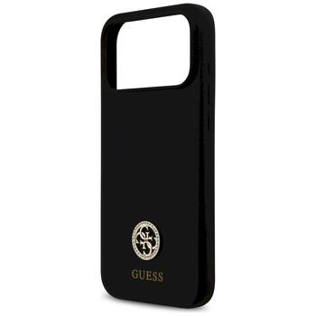 Guess Silicone Logo Strass 4G MagSafe Case Aizsargapvalks priekš iPhone 17 Pro Max / melns (GUHMP17XM4DGPK)