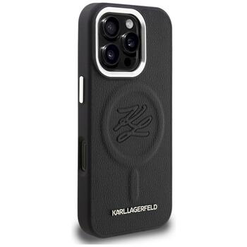 Case Karl Lagerfeld Initial & Metal Logo MagSafe Защитный чехол для iPhone 16 Pro / чёрный (KLHMP16LPGFKLRDK)
