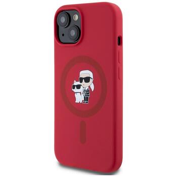 Case Karl Lagerfeld Silicone Karl&Choupette Heads Ring MagSafe Защитный чехол для iPhone 15 / красный (KLHMP15SSCMKCRHR)