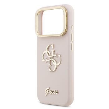Guess PU Grained 4G Logo Stand Camera Frame Case Aizsargapvalks priekš iPhone 17 Pro / rozā (GUHCP17LPCS4GSP)