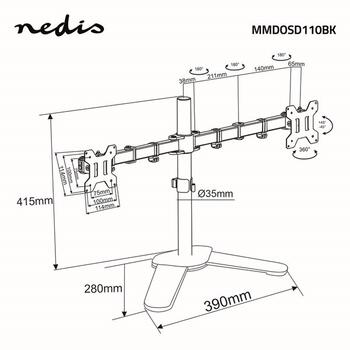 Nedis MMDOSD110BK Galda monitora stiprinājums 2 ekrāniem 15–32