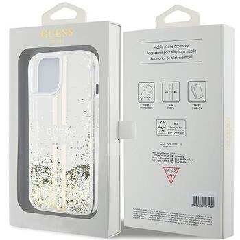 Guess GUHCP15MLFCSEGT Liquid Glitter Gold Stripes Защитный чехол для iPhone 15 Plus / 14 Plus 6.7