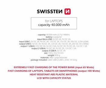 Swissten Power Line Power Bank 40 000 mAh 100W (22013941)