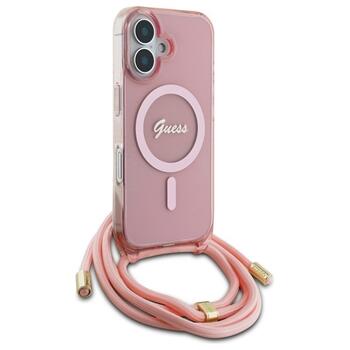Guess GUHMP16SHCTSGNSP Hardcase Crossbody Cord Script MagSafe Защитный чехол для iPhone 16 6.1