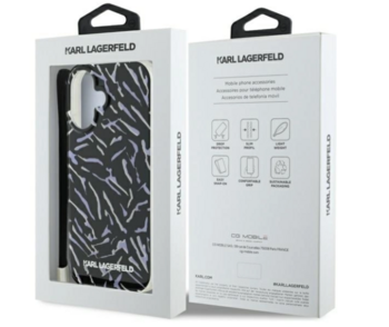 Karl Lagerfeld Zebra With Cord Защитный Чехол для Apple iPhone 16 Plus (KLHCP16MHZBPKCCU)