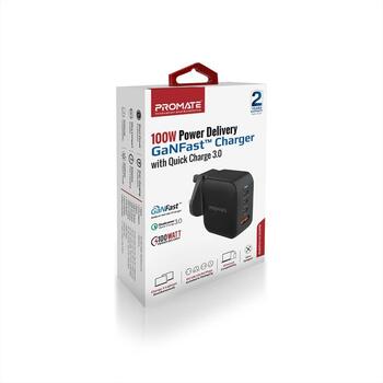 Promate GaNPort4-100PD GaNFast™ Зарядное устройство EU/US/UK/AUS (GANPORT4100PD)