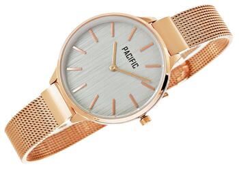 Pacific X6094-6 Sieviešu Pulkstenis Rose Gold Mesh Bracelet Grey Dial (X6094-6)