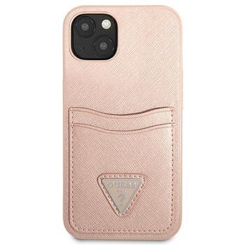 Guess GUHCP13SPSATPP Saffiano Triangle Logo Cardslot Защитный чехол для iPhone 13 mini 5,4