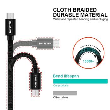 Swissten Textile Quick Charge Универсальный Micro USB Кабель данных 0.2m (SW-QU-MICR-USB-0.2-R)