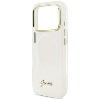 Guess IML Gradient Script Metal MagSafe Aizsargapvalks priekš iPhone 17 Pro / balts (GUHMP17L5HTGMCSH)
