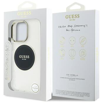 Case Guess IML Metal Colored Circle Classic Logo MagSafe Aizsargapvalks priekš iPhone 16 Pro Max / melns (GUHMP16XHTDRCEDK)