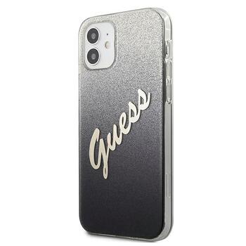 Guess GUHCP12SPCUGLSBK Glitter Gradient Script Aizsargapvalks priekš iPhone 12 mini 5,4