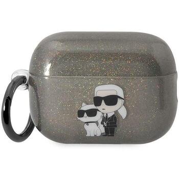 Karl Lagerfeld KLAP2HNKCTGK Aizsargapvalks priekš Airpods Pro 2 (2022/2023) Glitter Karl&Choupette / melns (KLAP2HNKCTGK)