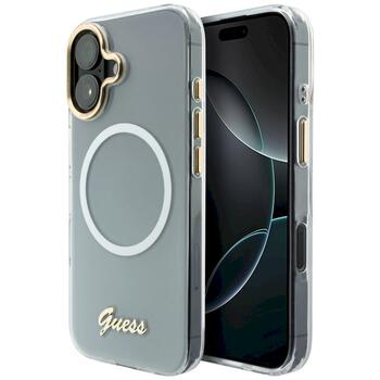 Case Guess IML Gradient Script Metal MagSafe Защитный чехол для iPhone 17 / белый (GUHMP17S5HTGMCSH)