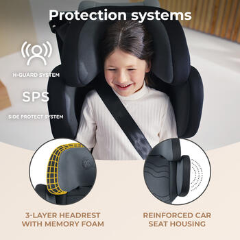KINDERKRAFT autosēdeklis XPAND 2 PRO, i-Size 100–150 cm, grafīta melns, KCXPPR02BLK0000