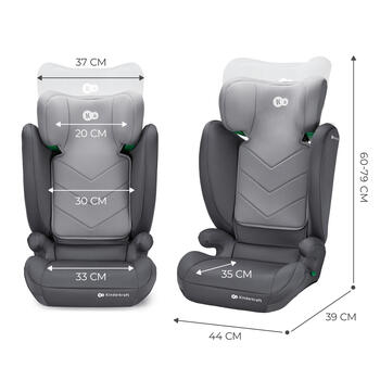 KINDERKRAFT autokrēsls I-SPARK 2 PLUS I-SIZE, 100-150 cm., Grey, KCISPA02GRYPL00