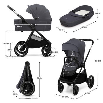 KINDERKRAFT universālie ratiņi 2IN1 NEA 2.0, deep grey, KSNEA002DGR2000