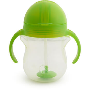 MUNCHKIN pudelīte ar salmiņu, 207ml, 6m+, green, 90124