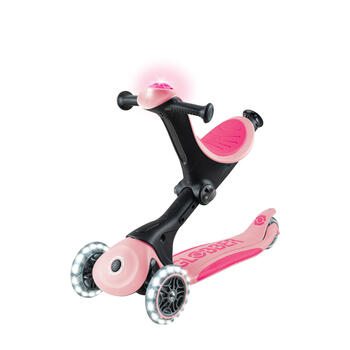 GLOBBER skrejritenis Go Up Deluxe Lights, pasteļrozā, 748-710