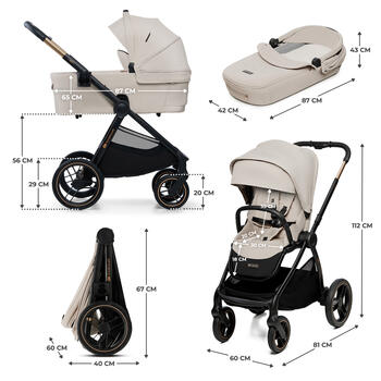 KINDERKRAFT universālie ratiņi 2IN1 NEA 2.0, soft beige, KSNEA002BEG2000