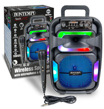 BONTEMPI TECH bezvadu skaļrunis ar mikrofonu un RGB gaismām, 491030
