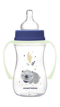 CANPOL BABIES Pretkoliku pudelīte EasyStart, 240ml, Sleepy Koala, 35/237_blu