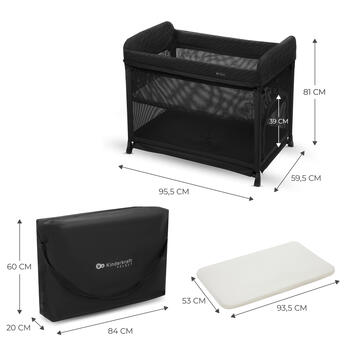 KINDERKRAFT ceļojumu gultiņa MOON DREAM, black, KLMODR00BLK3000