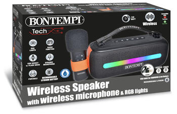 BONTEMPI TECH bezvadu skaļrunis ar bezvadu mikrofonu un RGB gaismām, 491050