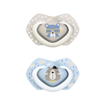 CANPOL BABIES silikona māneklītis, simetrisks BONJOUR PARIS, 6-18m, 2 gab, 22/648_blu