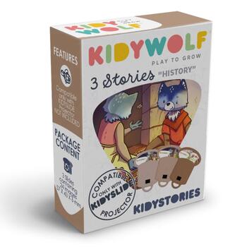 KIDYWOLF stāstu komplekts Ceļojums laikā, 3 stāsti projektoram KIDYSLIDE, KIDYSTORIES-HI