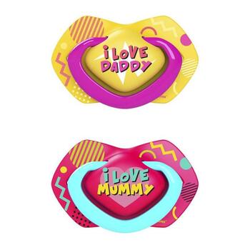 CANPOL BABIES silikona māneklītis, simetrisks NEON LOVE, 0-6m, 2 gab, 22/652_pin