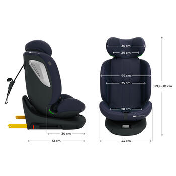 KINDERKRAFT autokrēsls I-GROW 2 PLUS, 40-150 cm., Navy, KCIGRO02NAVPL00