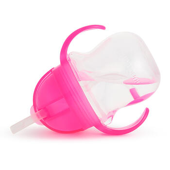 MUNCHKIN pudelīte ar salmiņu, 207ml, 6m+, pink, 90123