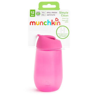 MUNCHKIN pudelīte ar salmiņu SIMPLE CLEAN, 237ml, pink, 12m+, 9001902
