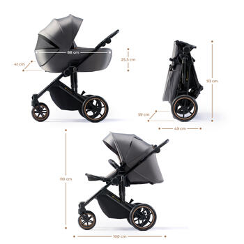 KINDERKRAFT ratiņi 3in1 PRIME 2 3IN1 MINK PRO SHADOW GREY, KSPRIM02GRY300I