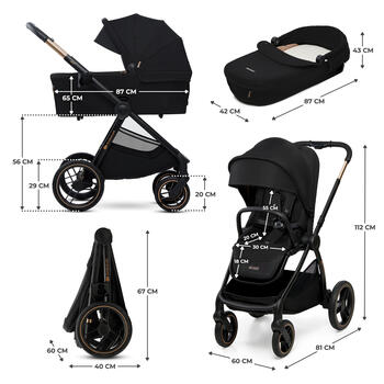KINDERKRAFT universālie ratiņi 2IN1 NEA 2.0, midnight black, KSNEA002BLK2000