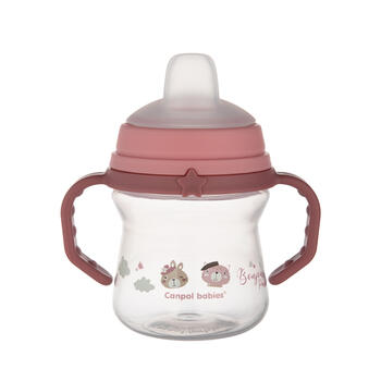 CANPOL BABIES krūzīte ar silikona snīpi, FirstCup BONJOUR PARIS, 150ml, rozā, 56/612_pin